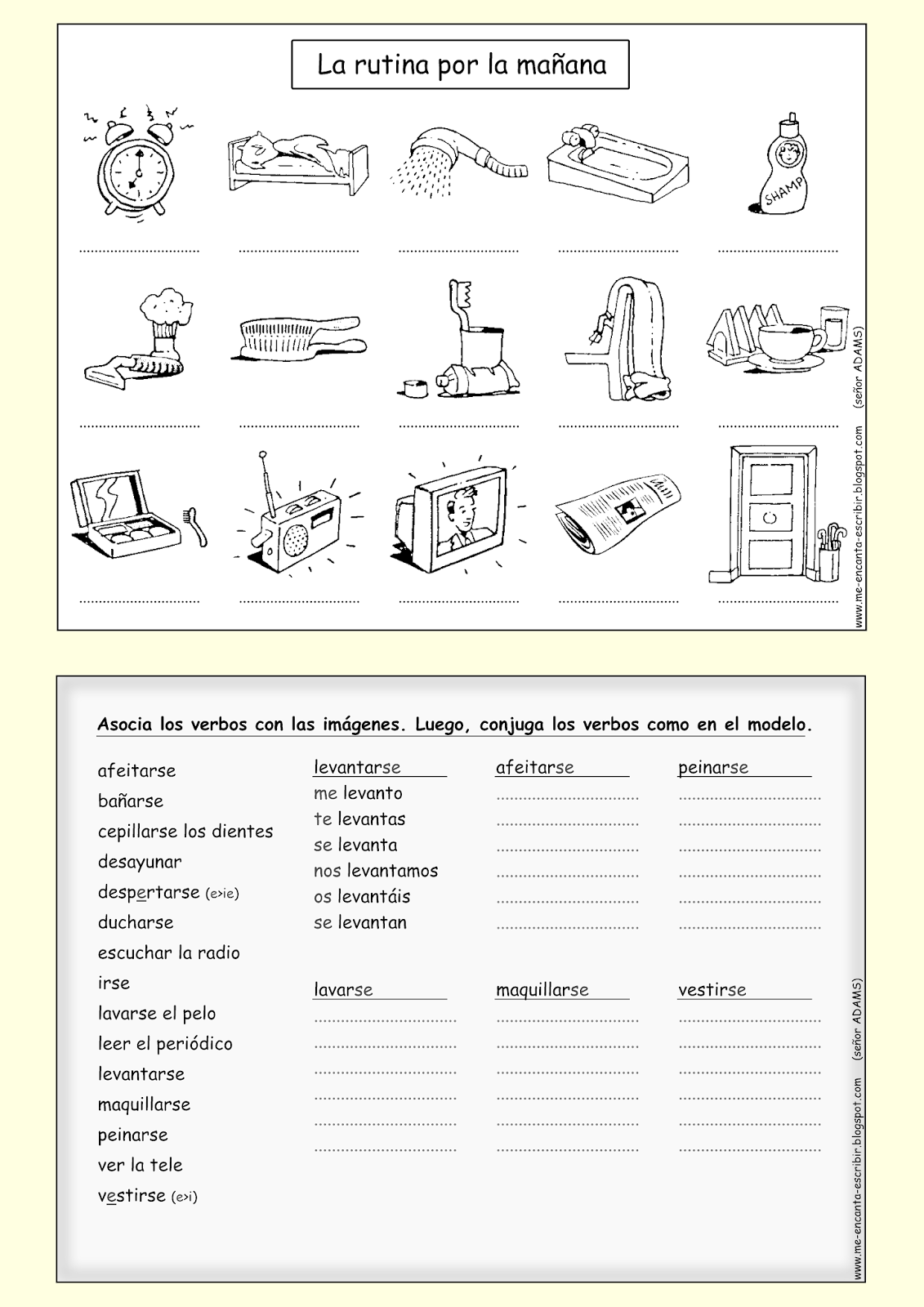 Me encanta escribir en español: La rutina por la mañana.