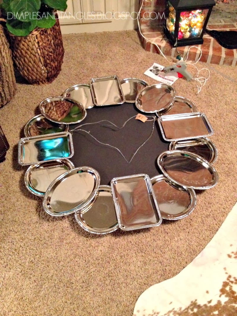 DOLLAR TREE METAL SERVING TRAY WREATH Dimples and Tangles