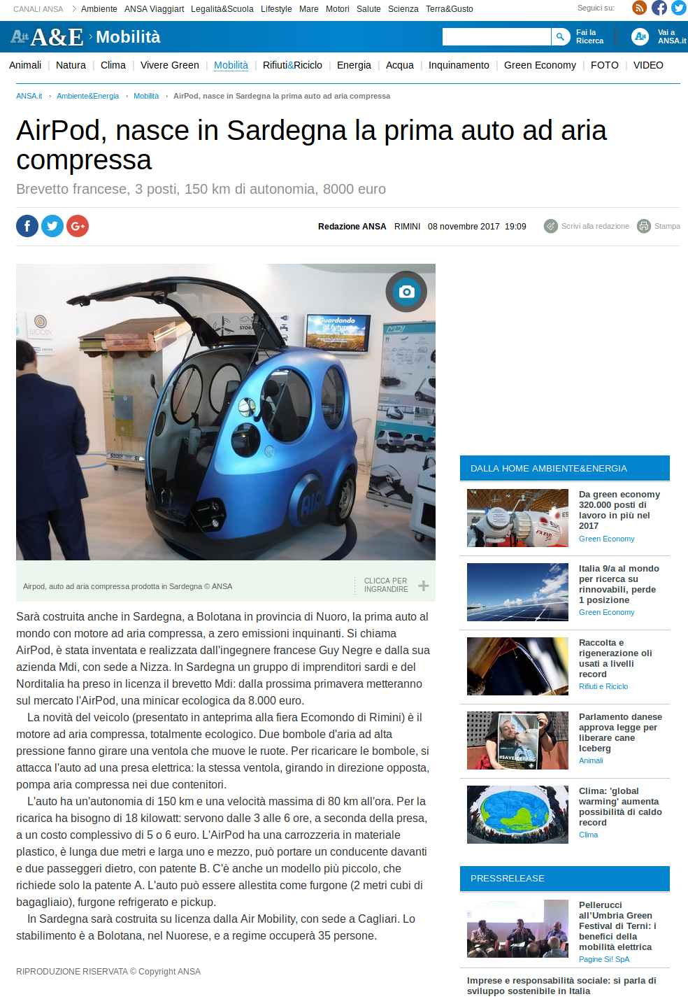 Il Disinformatico Antibufala Eolo, auto ad aria compressa o auto ad