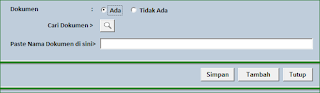Menu input Dokumen Aplikasi Excel Laporan Kinerja Harian