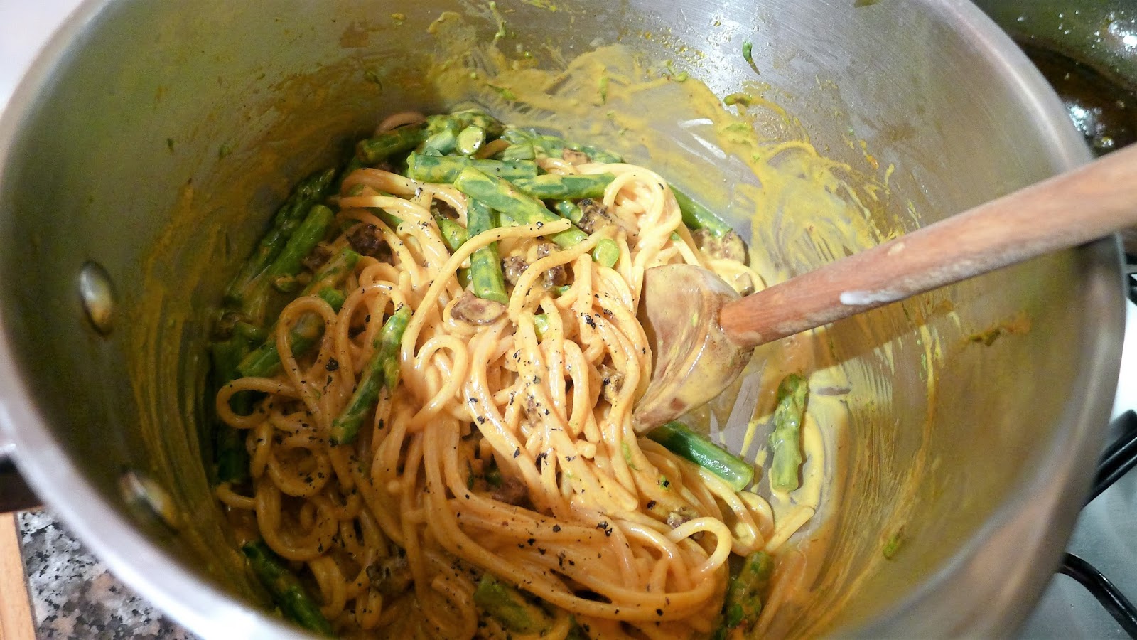 Culinary Adventures in London Chorizo & Asparagus 'Carbonara'