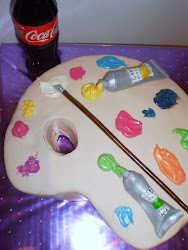 tarta con forma de paleta de pintor