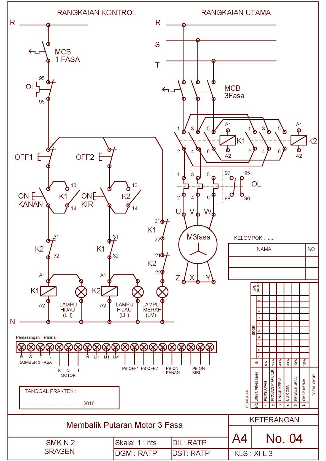 Job Sheet Praktek Instalasi Motor Listrik Tema : Membalik Putaran Motor