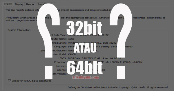 Cara Mengetahui Komputer 32bit/64bit Serta Kekurangan dan Kelebihannya