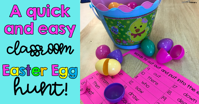 a quick and easy classroom easter egg hunt to practice your sight words or any other skill you would like to practice.