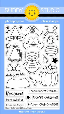 Sunny Studio Stamps: Introducing Happy Owl-O-Ween Halloween Costume 4x6 Photopolymer Clear Stamp set