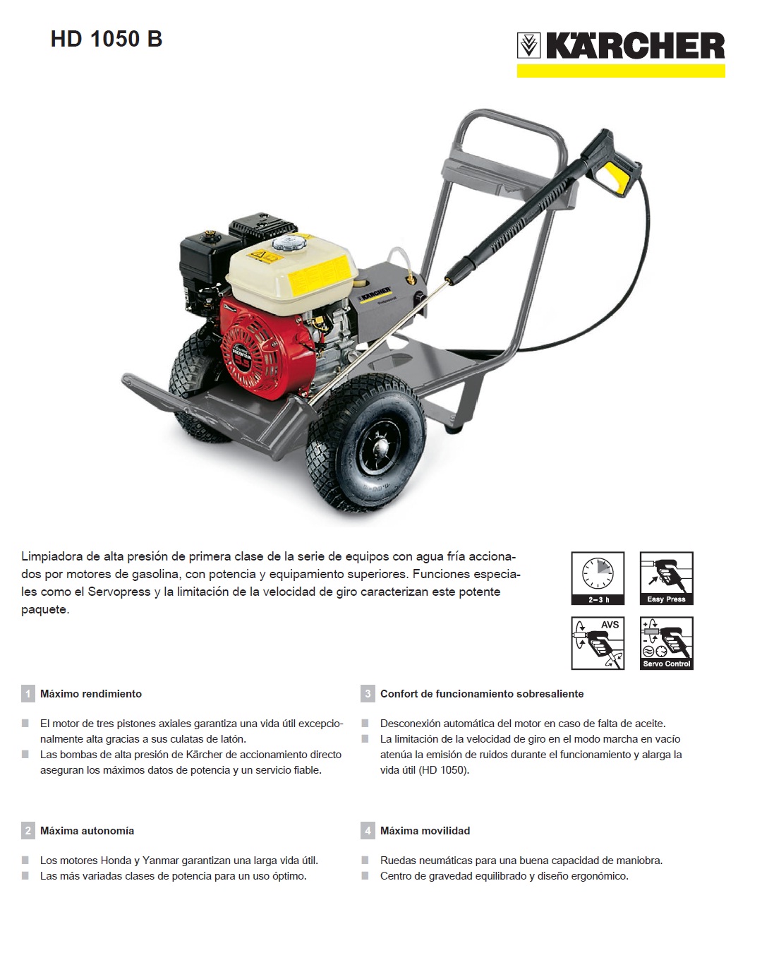 HIDROLAVADORAS KARCHER: HIDROLAVADORA KARCHER MOTOR A GASOLINA MODELO