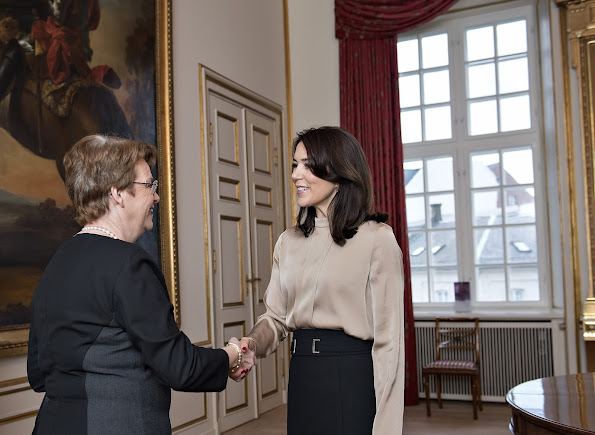 As the patron of Maternity Foundation, Crown Princess Mary of Denmark received the donation made by Inner Wheel Club to the Maternity Foundation, which is presented by Inner Wheel Coordinator, Benedicte Haubro