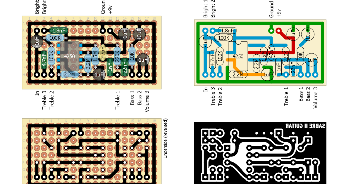 Perf and PCB Effects Layouts Music Man Sabre II Guitar Preamp