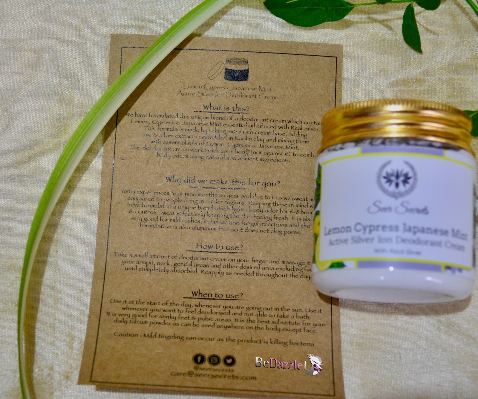 Seer Secrets Lemon Cypress Japanese Mint Deodorant Cream Review
