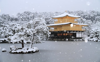 temple emas, kinkakuji, snow, golden temple