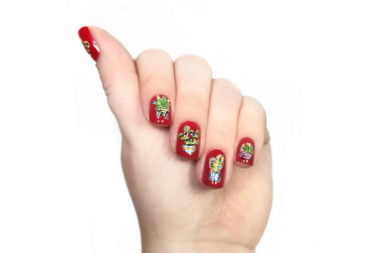 Christmas Cacti Nails