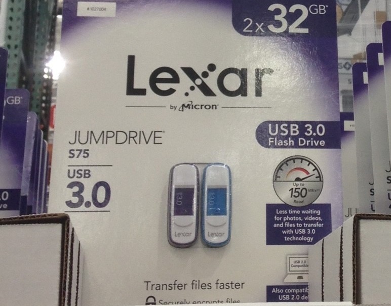 Lexar S75 32GB USB 3.0 JumpDrive (2 pack) Costco Weekender