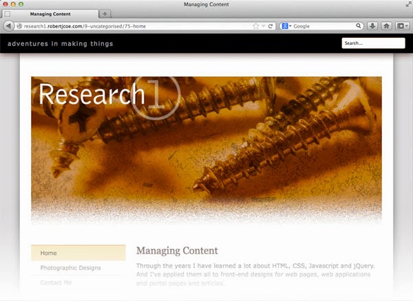 Opening screen of my Joomla site