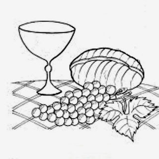 desenho de calice com uvas e pão - simbolos religiosos para pintar