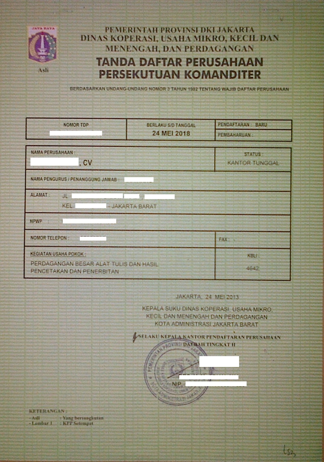 Pelayanan Terpadu Satu Pintu Jakarta Barat: November 2012