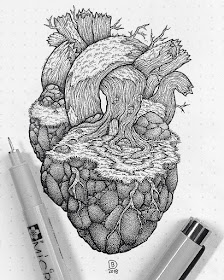 08-Home-Is-Where-The-Heart-is-Dylan-Brady-Stippling-Drawings-in-Ink-www-designstack-co