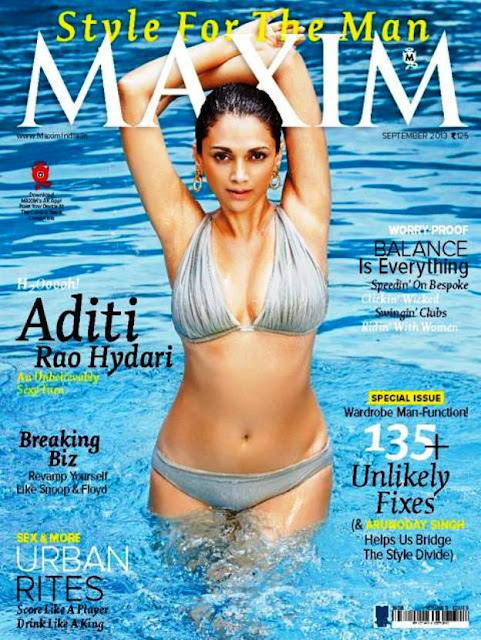 H2OOOOh! Aditi Rao Hydari in Bikni at Maxim Magazine Sept 2013 Cover pic