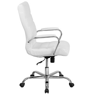 Angle from Right Flash Furniture High Back White Leather Executive Swivel Chair
