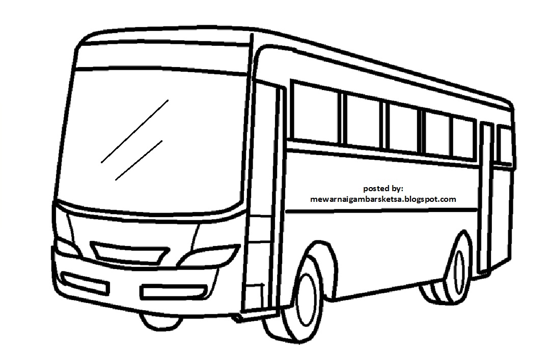 Mewarnai Gambar Sketsa Bus 7 Download Kendaraan Alat Transportasi Mobil