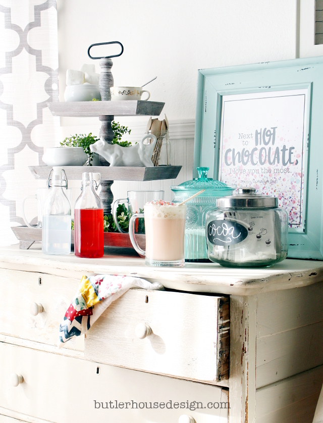 Heat things up (literally) this Valentines Day with these easy tips and tricks for styling a Hot Chocolate Station in your home for family and friends! | butlerhousedesign.com  /