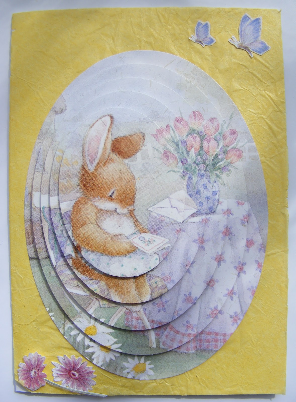 Bav Cards Decoupage rabbit easter card