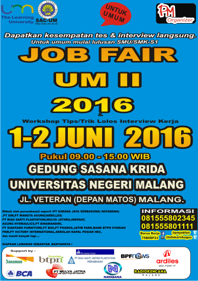 Job Fair UM II 2016 – Malang  Job Market Fair