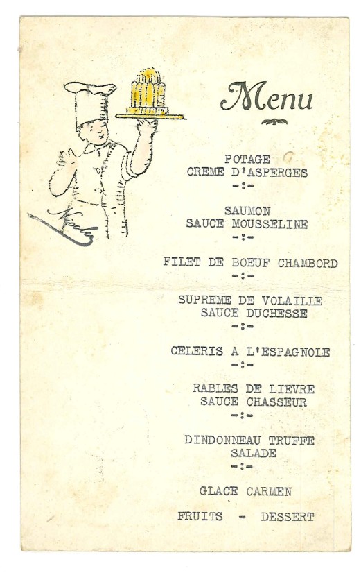 Ancienne carte de menu argent - France