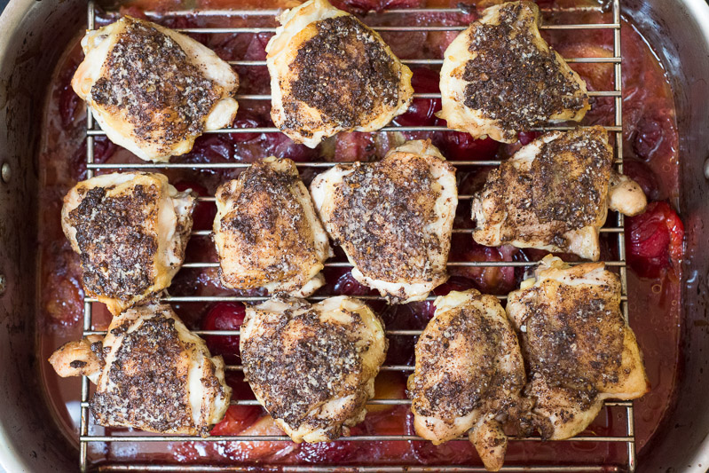 Roasted Chicken Thighs with Plums