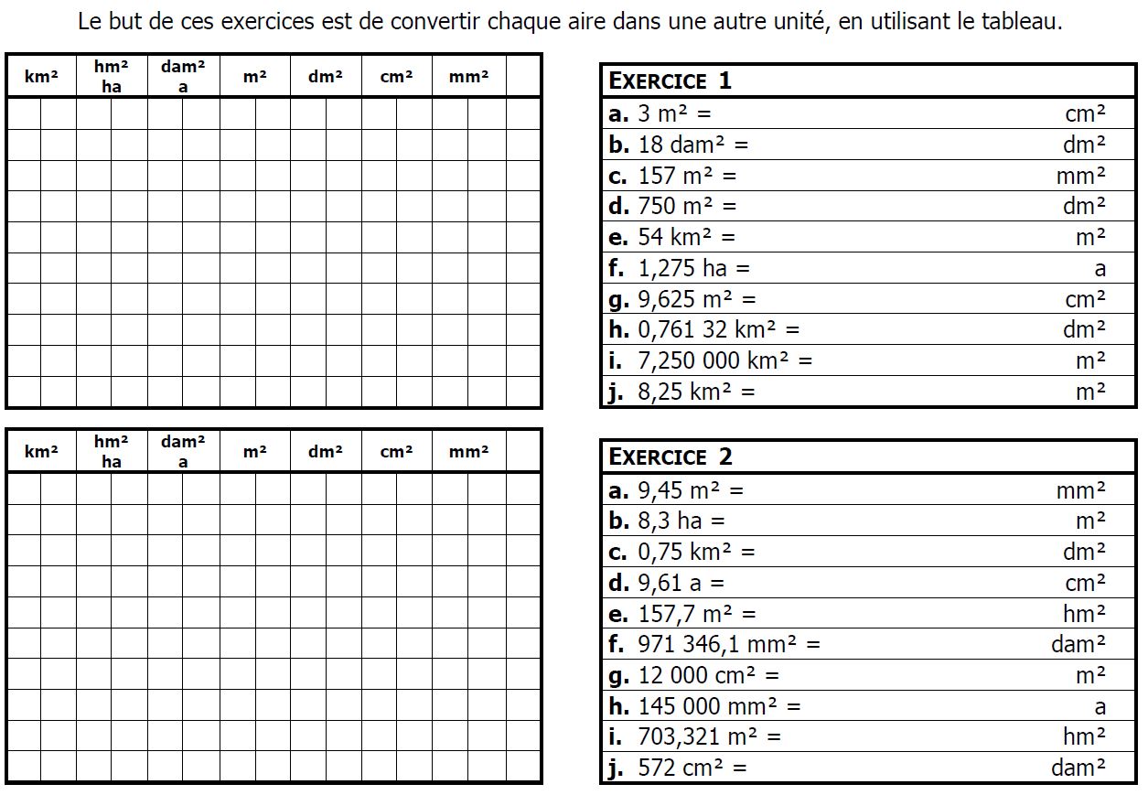 Exercices De Conversion à Imprimer Mathématiques cinquième (collège Chérioux 94): Chapitre 5 : Exercices