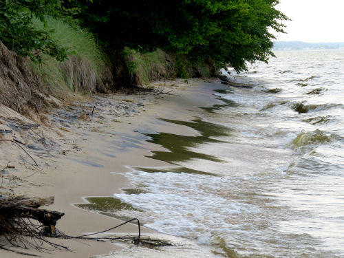 waves washing Lake Michigan shore