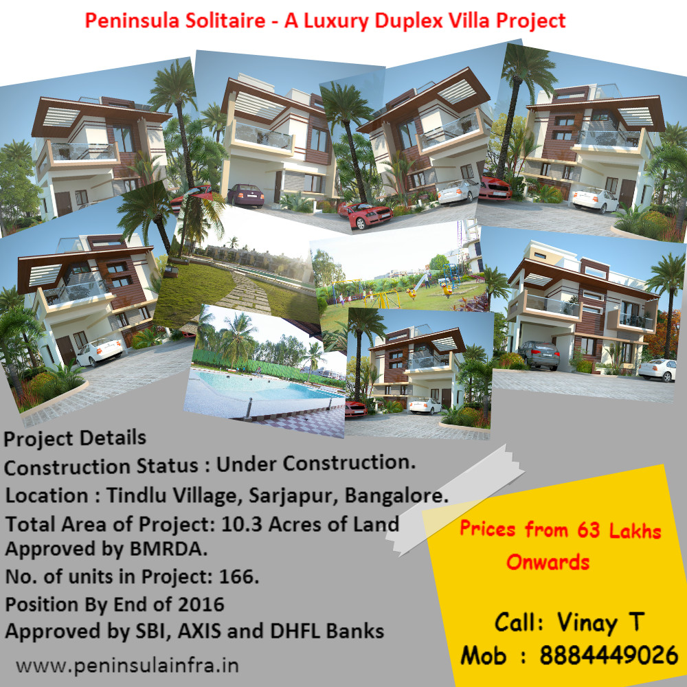 PeninsuLa LuXurY VillaS & ApartmentS at SarJapuR, Bangalore Peninsula