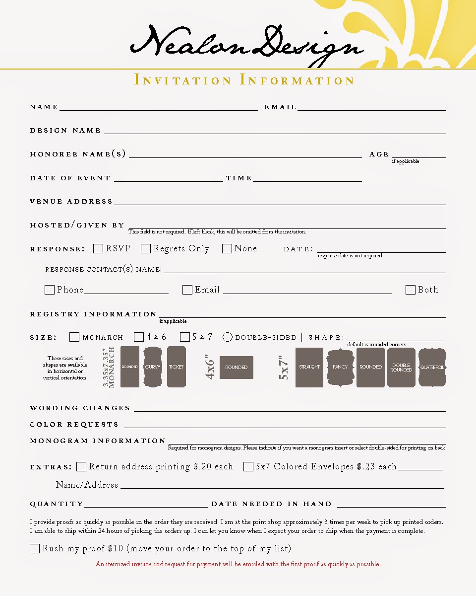 wedding invitation order form Wedding Ideas