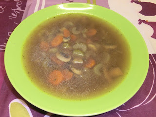 Sherried sherry veggies carrot mushroom celery and red whole grain wild rice soup