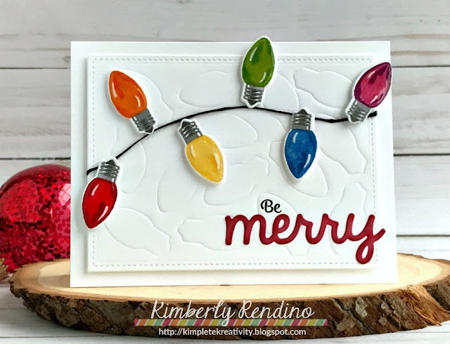 Sunny Studio Stamps: Merry Sentiments String of Lights Christmas Card by Kimberly Rendino.