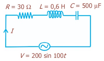 Susunan seri hambatan 40 dan kapasitor dengan reaktasi kapasitif 30 dihubungkan dengan sumber arus b