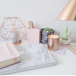 rose gold marble decor desk office rosegold inspo dorm pink source supplies inspiration things plant