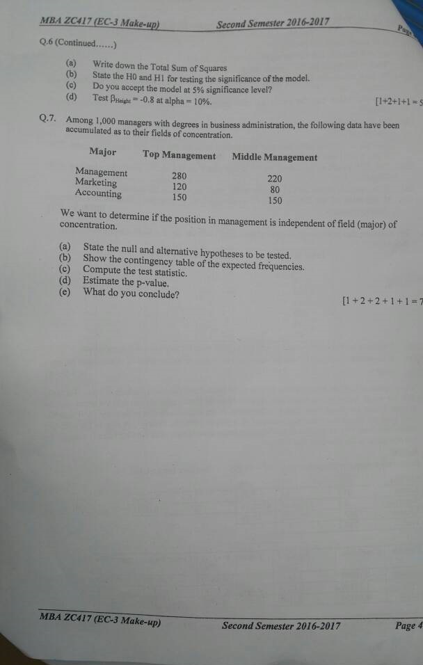 QM Comprehensive Makeup Question Paper