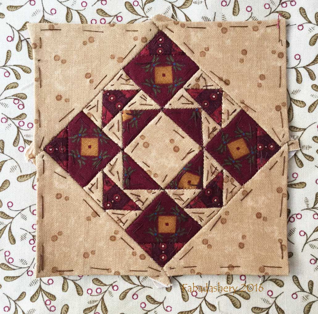 Fabadashery Dear Jane Quilt Block A12 Framed Fancy
