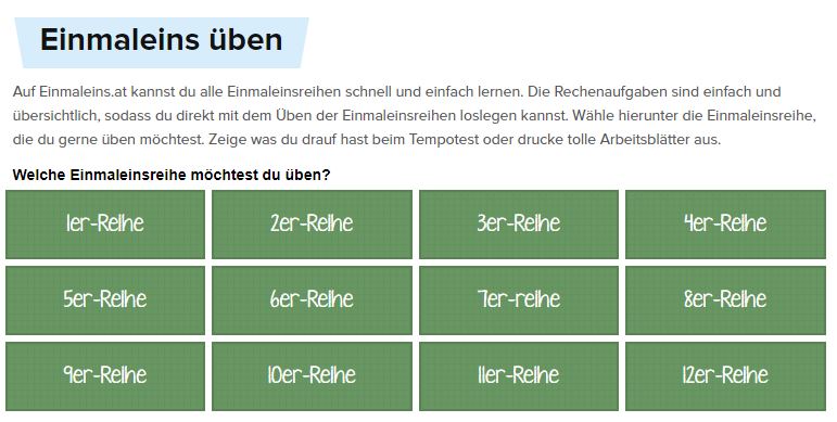 Schulerclub Dornbirn Mathematik Einmaleins Online Uben