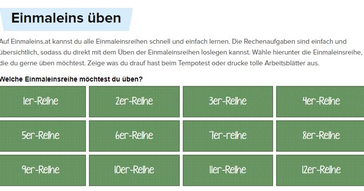 Schulerclub Dornbirn Mathematik Einmaleins Online Uben