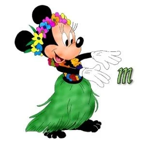 Abecedario de Minnie Hawaiiana. Hawaiian Minnie ABC.