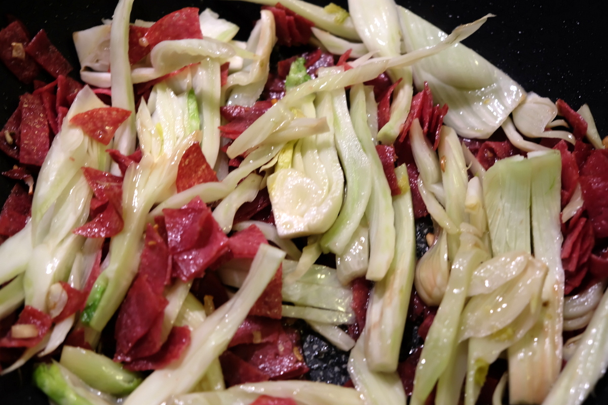 Jamie Oliver's spagetti met venkel en salami