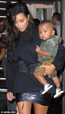 1a13 Kanye West and Kim K step out with their children Saint and North West for lunch in New York