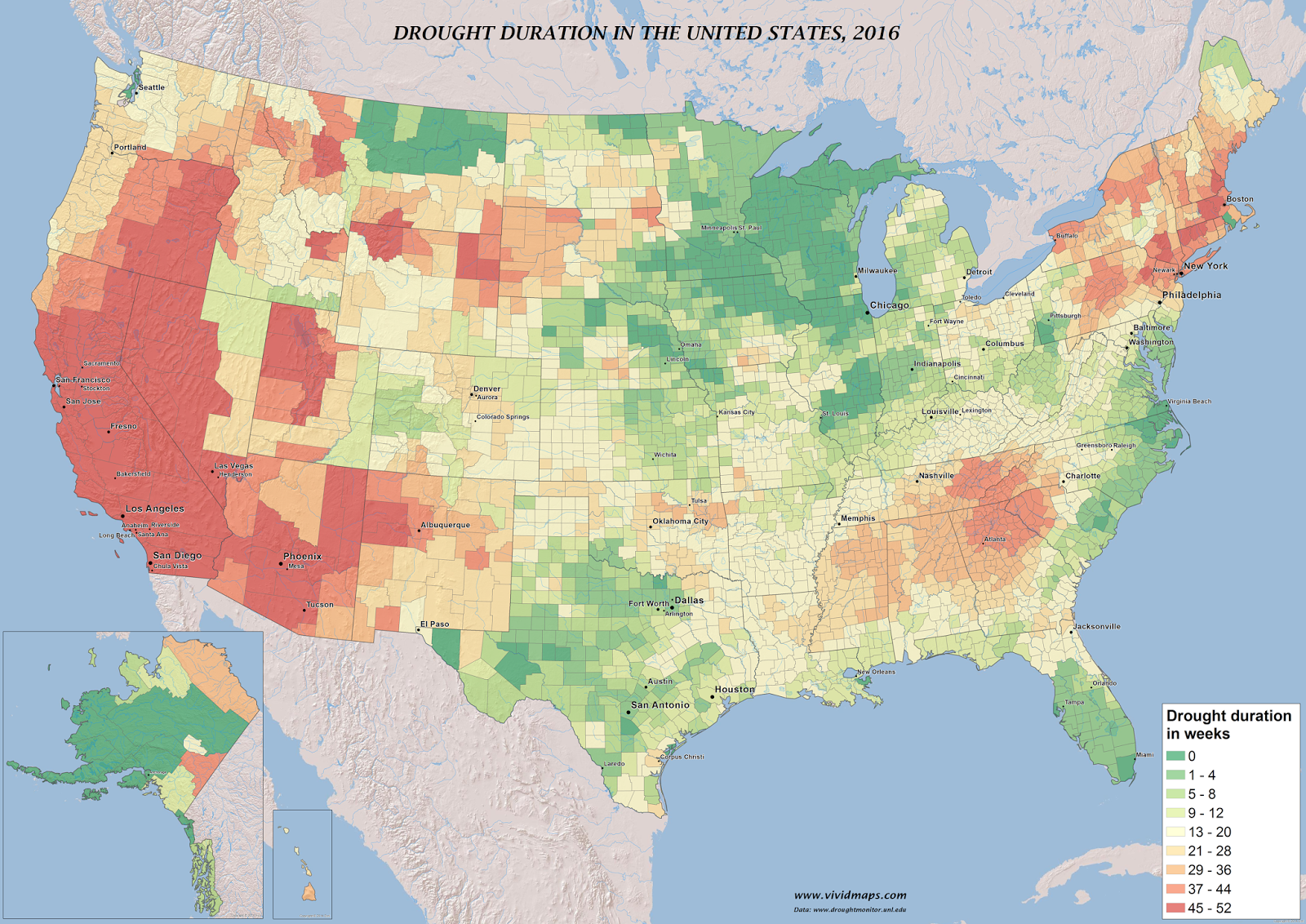 Drought duration in the U.S., 2016 Drought duration in the U.S., 2016