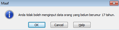 Pesan yang ditampilkan pada cell jika nilai input salah Pesan yang ditampilkan pada cell jika nilai input salah