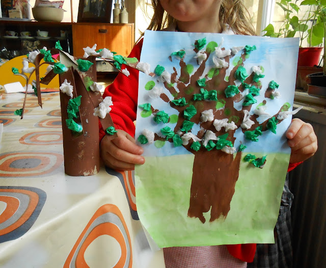 kids painted craft tree