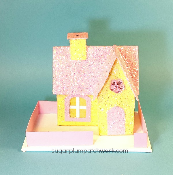 Sugarplum Patchwork Yellow and Pink Glitter House