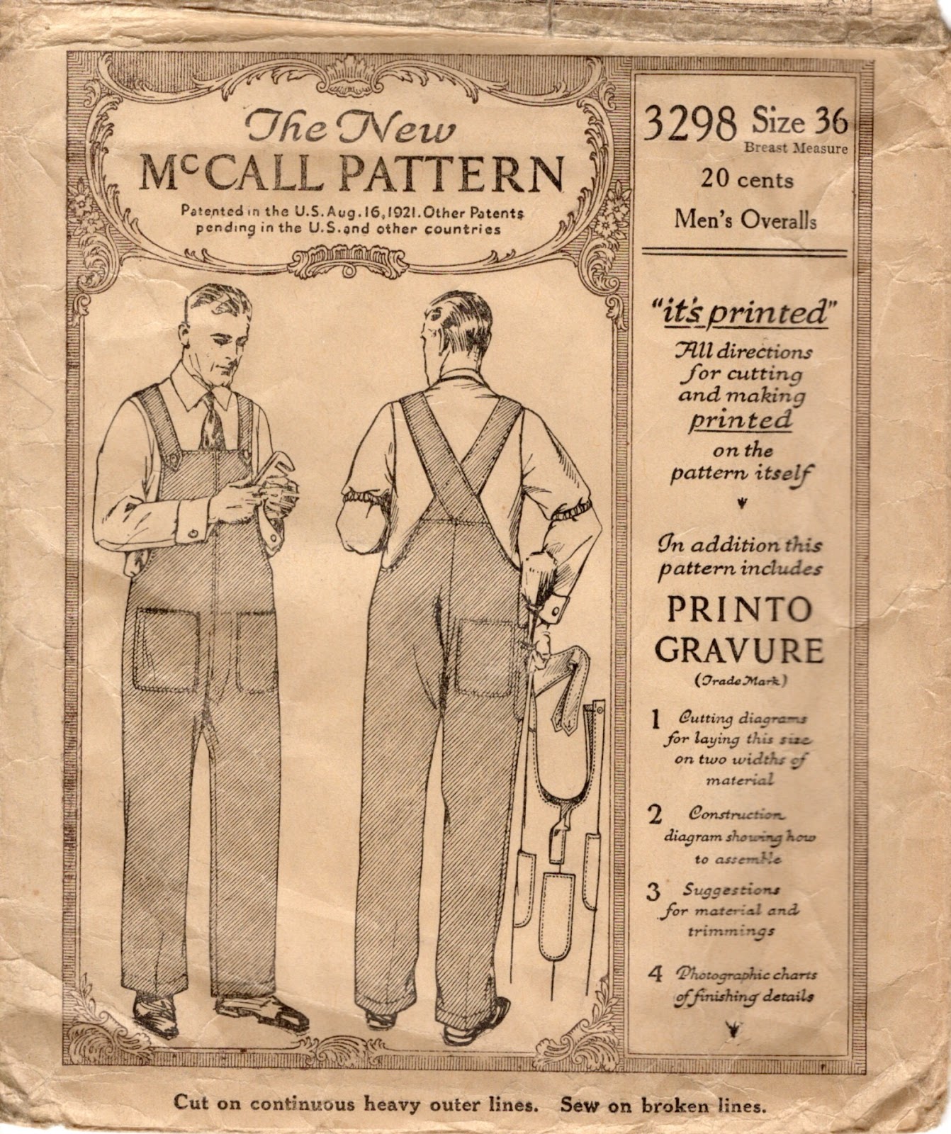 Unsung Sewing Patterns McCall 3298 Men's Overalls