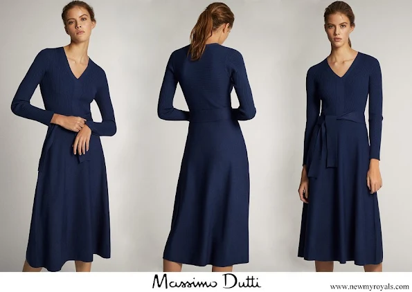 Queen Letizia wore a new v-neck dress by Massimo Dutti